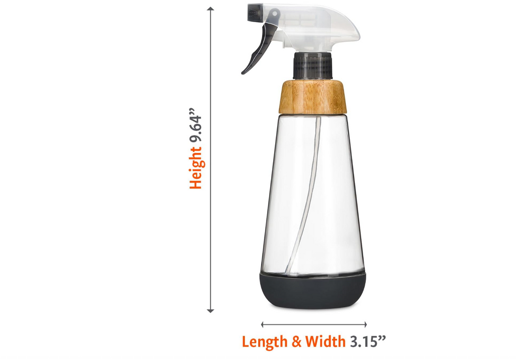 Full Circle Bottle Service Refillable Glass Spray Bottle – Bamboo & Silicone – 16oz Gray