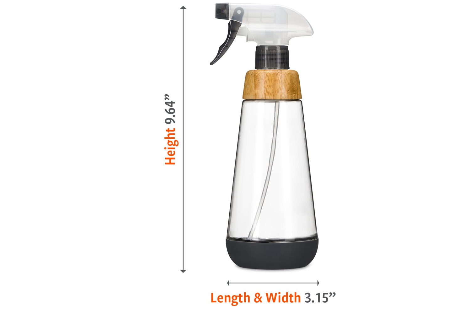 Full Circle Bottle Service Refillable Glass Spray Bottle – Bamboo & Silicone – 16oz Gray